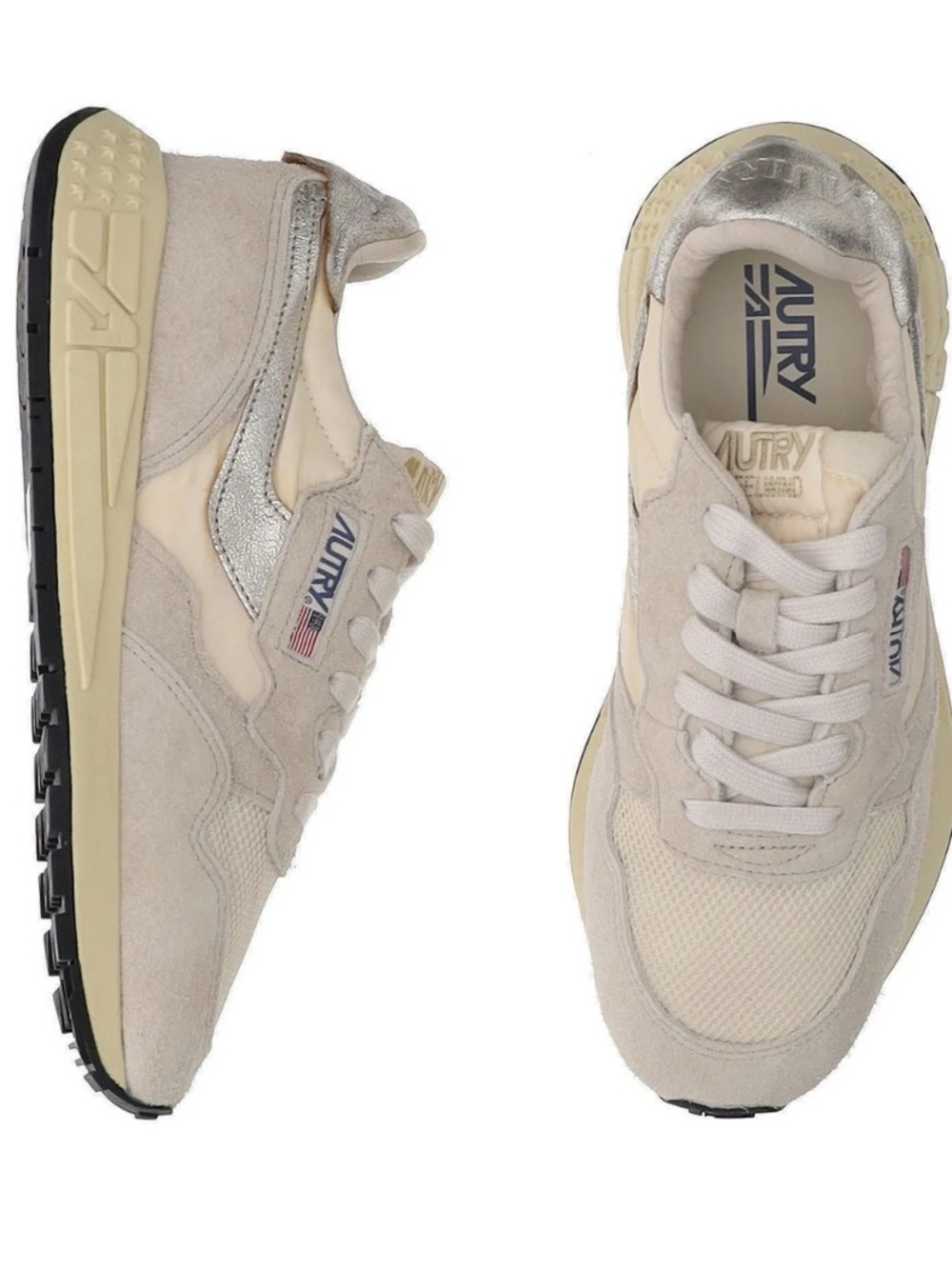 Autry Reelwind Beige & Silver Suede Leather Sneaker size 39